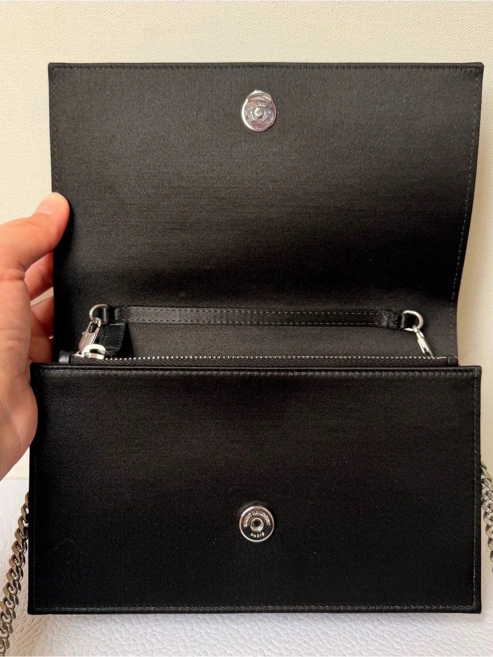 Saint Laurent Kate Tassel Chain Wallet Sequins Black Silver HW - Picture 5 of 14